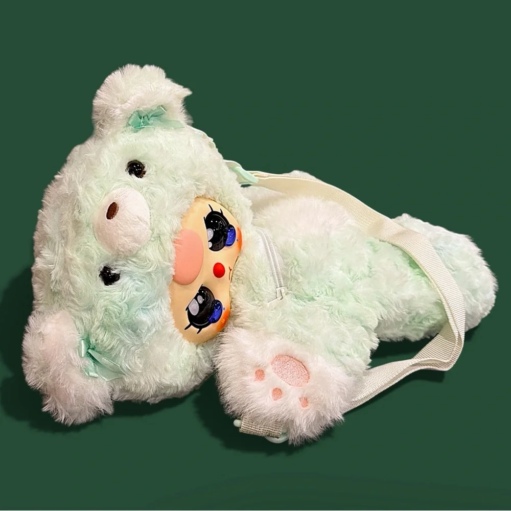 Baby Three Hugging Baby Plush Backpack Mint Bear Confirmed